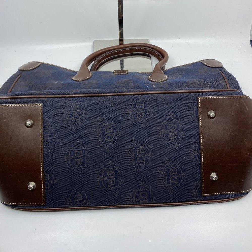 Dooney & Bourke L Size Blue Brown Fabric Handbag_4